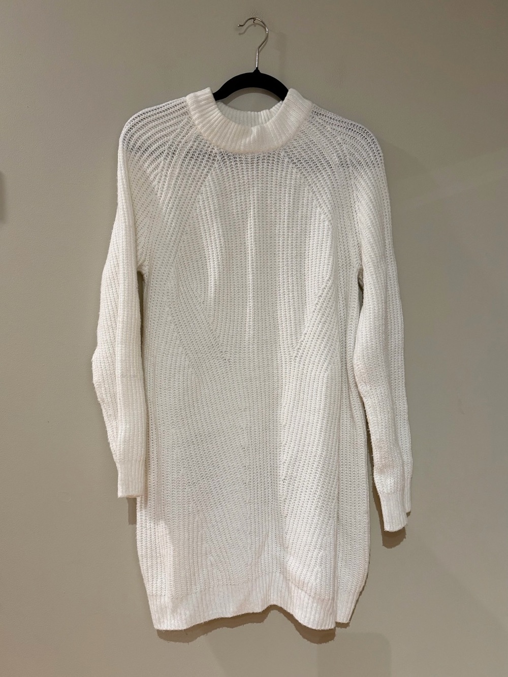 H&M White Knit Long Sleeve Sweater Dress